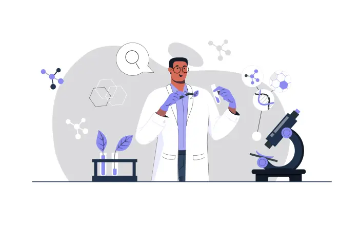 Biotechnology Scientist Flat Design Character Illustration
